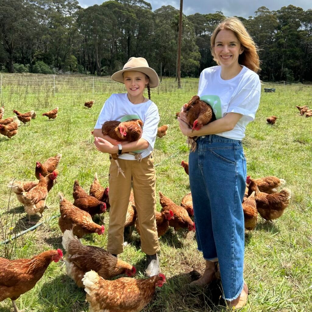Little Flowers at the farm with chickens