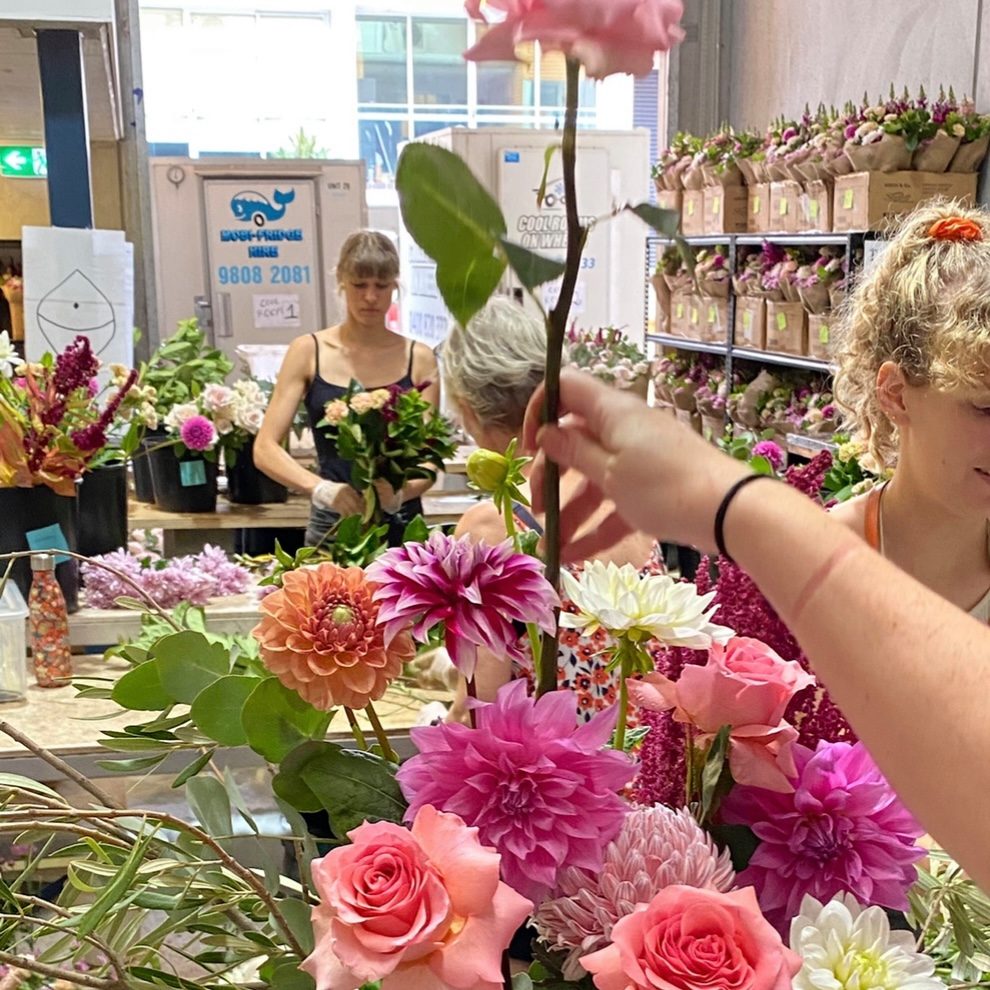 Florists creating Luxe bunches in the Little Flowers studio