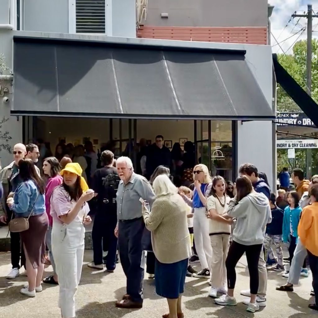 Visitors gathered outside the gallery on Prize Day